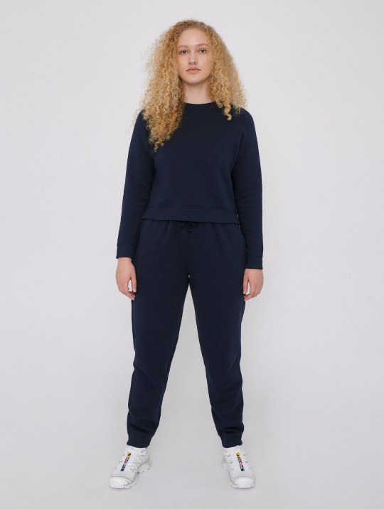 Sweatishirt Mid Weight Cropped Organic Basics Navy 2