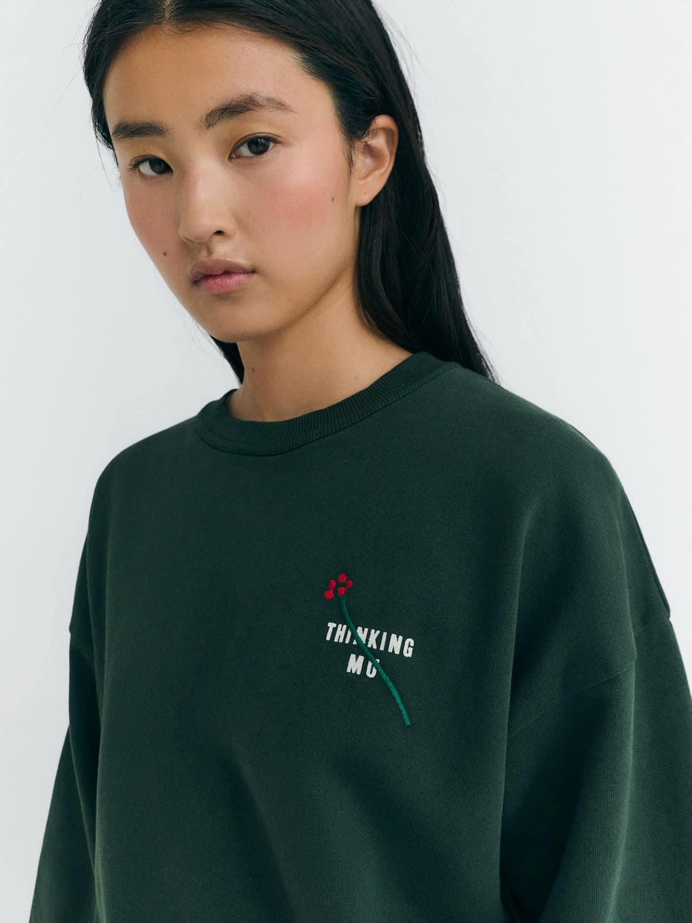 Sweatshirt Jodie Flower Thinking Mu Bottle Green 02