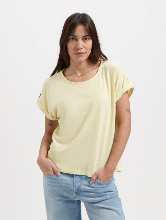 T Shirt Bella Tee Linen Kuyichi Fades Yellow 1
