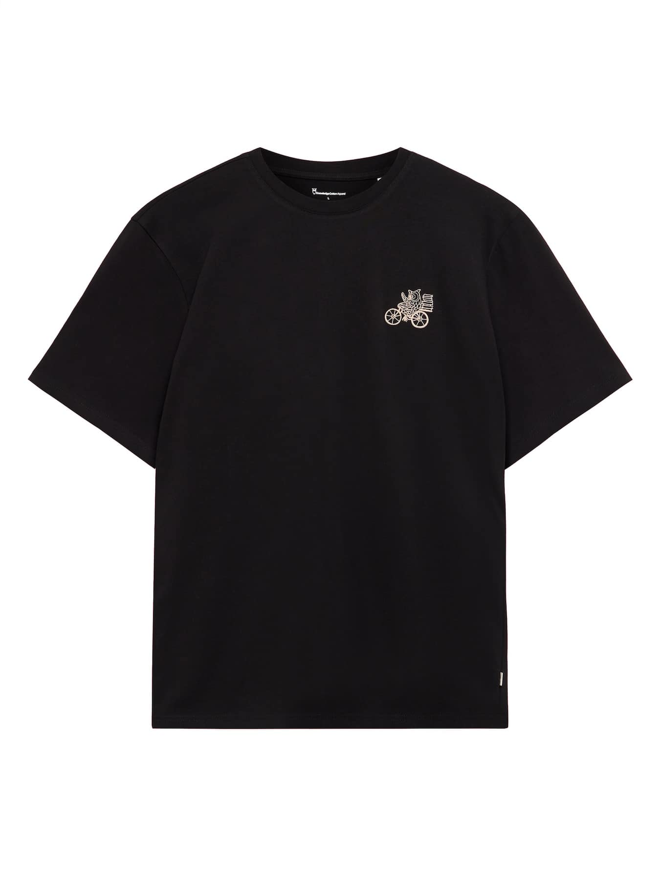 T Shirt Chest Embroidery Knowledge Cotton Apparel Black 01