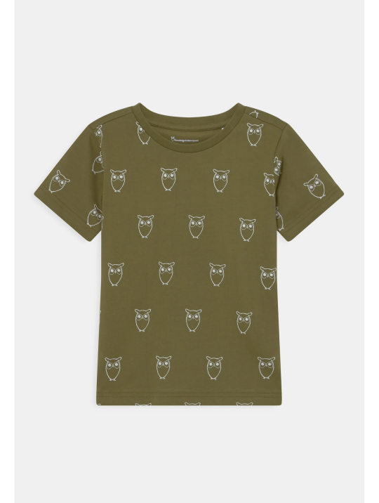 T Shirt Flax Owl Aop Tee Knowledge Cotton Apparel Olive 1