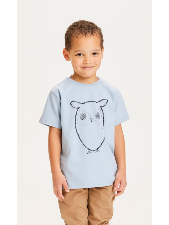 T Shirt Flax Owl Tee Knowledge Cotton Apparel Blau 1