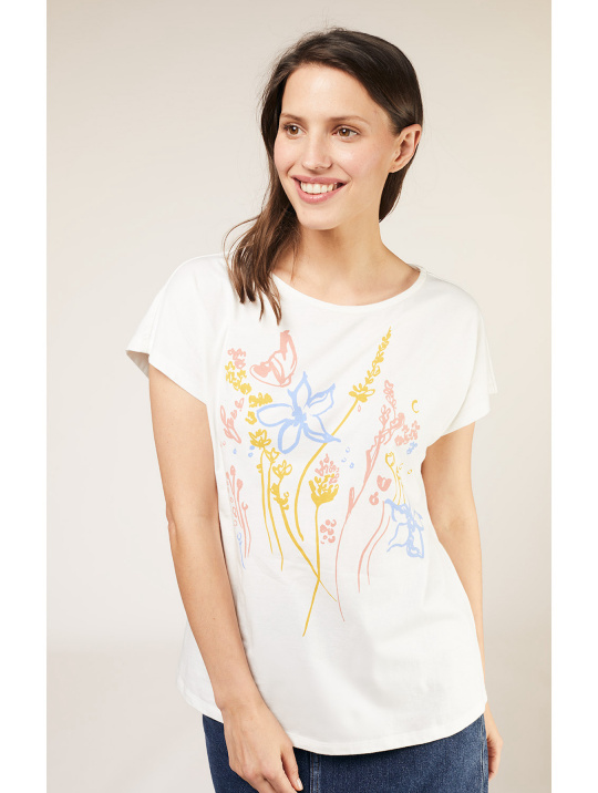 T Shirt Floral Print People Tree White 1