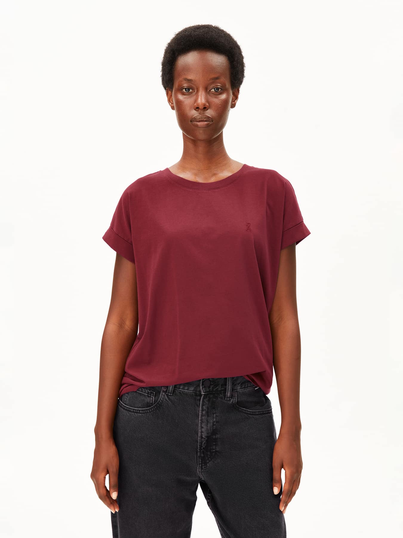 T Shirt Idaara Armedangels Velvet Red 01