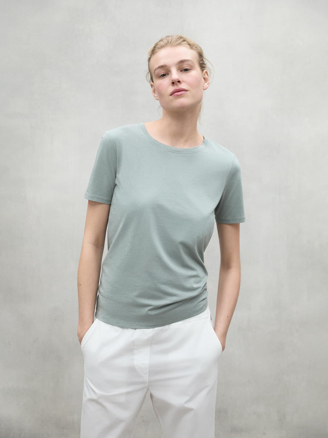 T Shirt Lakealf Woman Ecoalf Sage 01