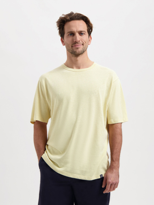 T Shirt Liam Tee Linen Kuyichi Faded Yellow 1