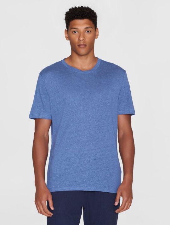 T Shirt Linen Gots Knowledge Cotton Apparel Moonlight Blue 1
