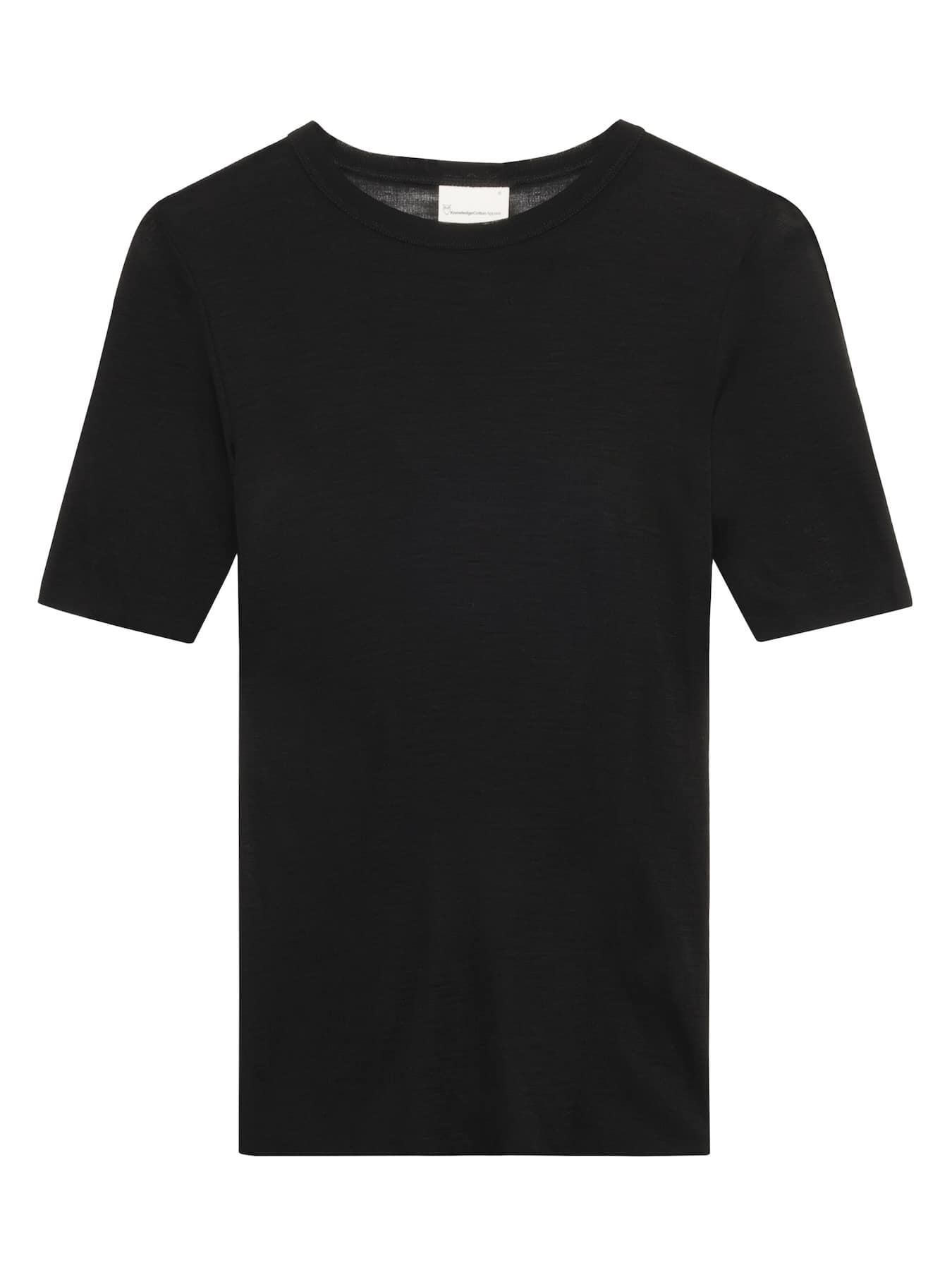 T Shirt Merino Rib Knowledge Cotton Apparel Black Jet 01