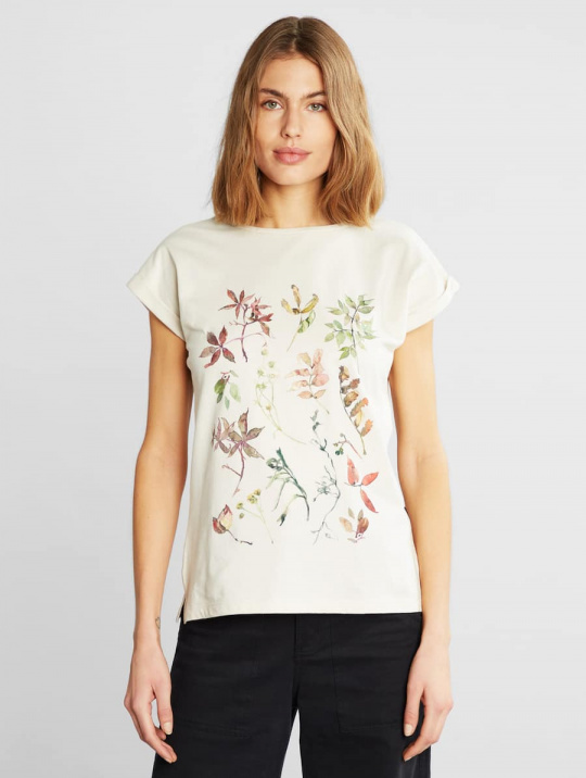 T Shirt Night Floral Dedicated Oat White 1