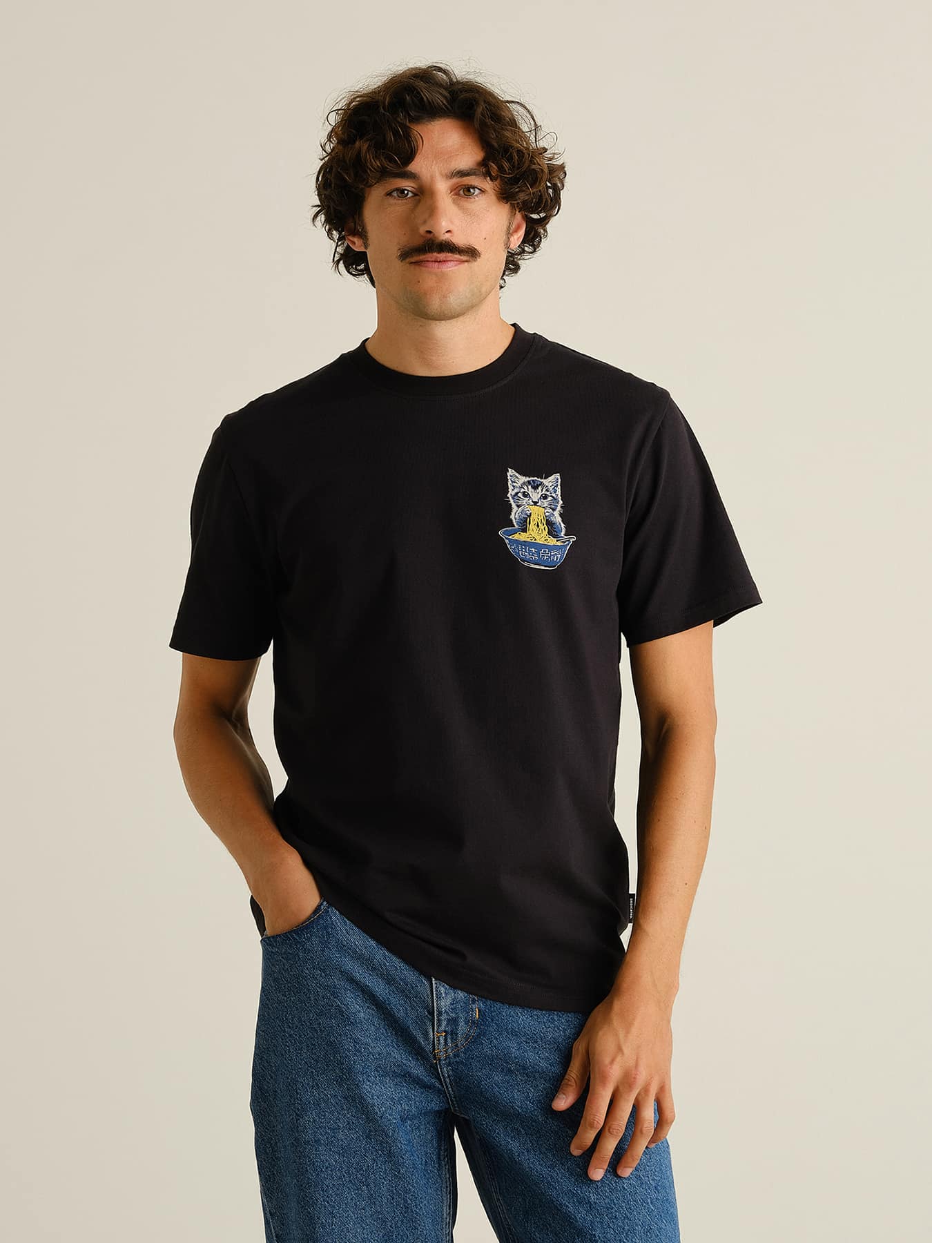 T Shirt Stockholm Cat And Noodles Dedicated Black 1