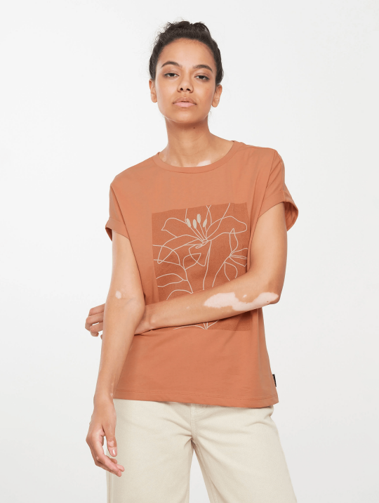 T Shirts & Tops T Shirt Cayenne Flower Lines Recolution Capri Orange 1