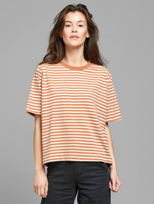 T Shirts & Tops T Shirt Vadstena Dedicated Sunburn Orange Vanilla White 1