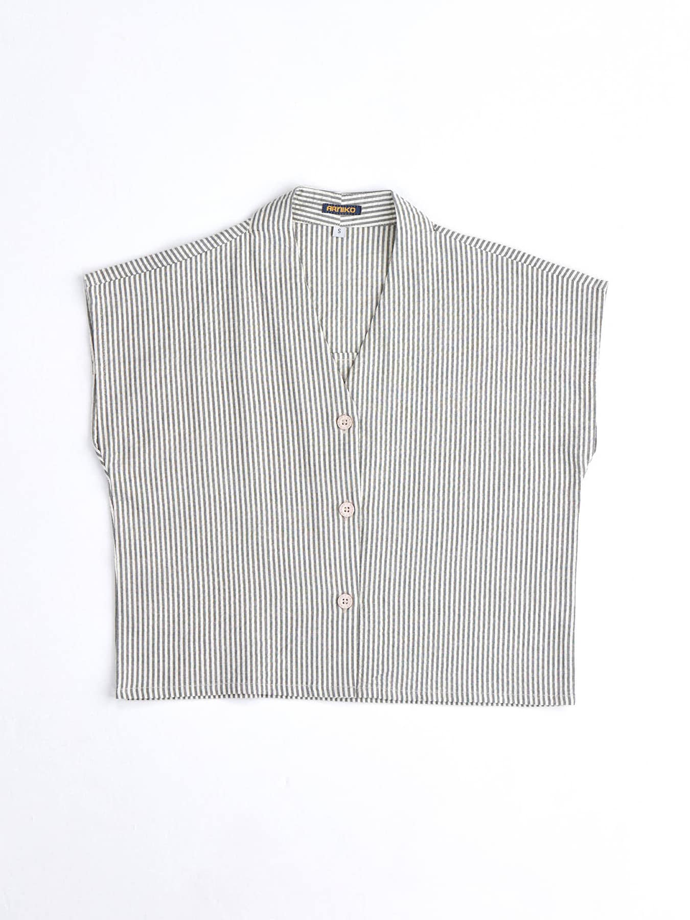 Top Nuru Vest Cropped Arniko Green White 1