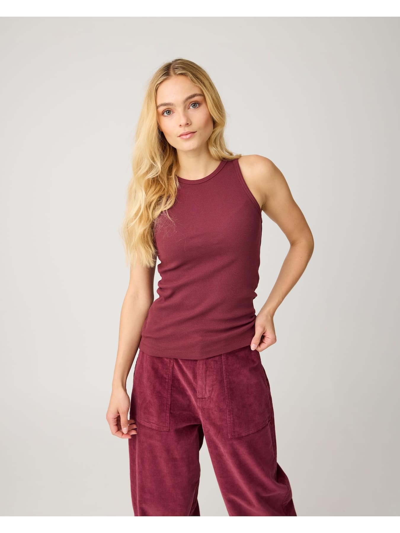 Top Rib Racer Knowledge Cotton Apparel Burgundy 01